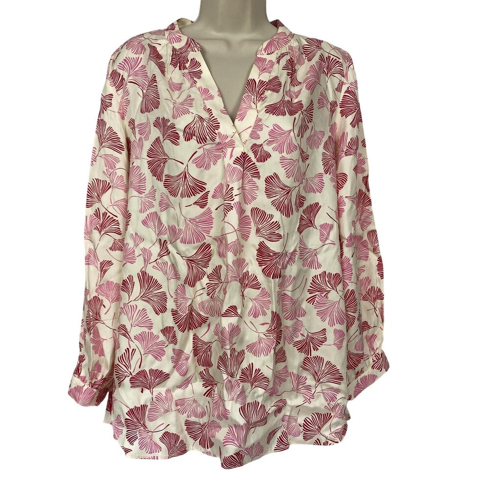 Hobbs Rachael Blouse Womens 10 Pink Floral V Neck 3/4 Sleeve Flowy‎ Boho Tunic